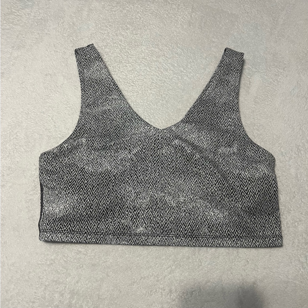 aerie Black and White Herringbone Crop Top